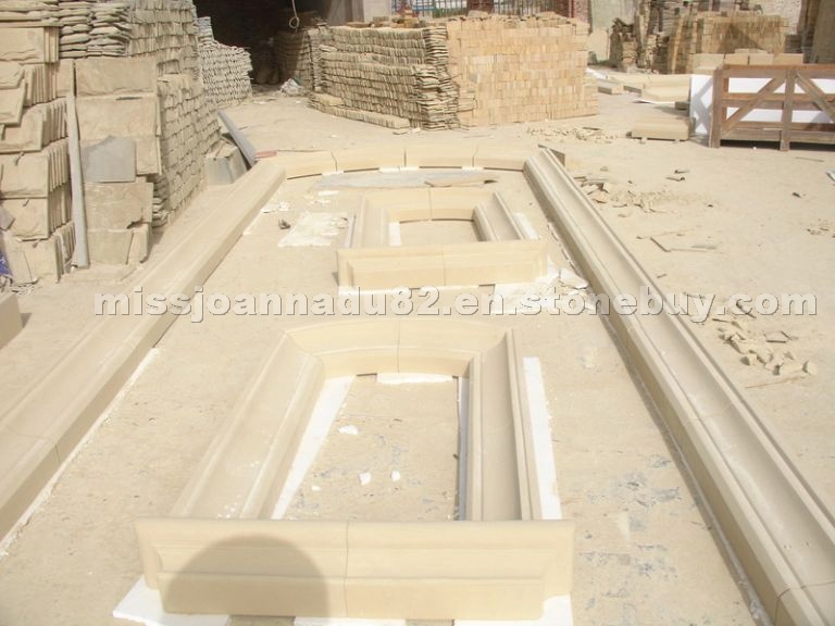 Beige sandstone windowsill