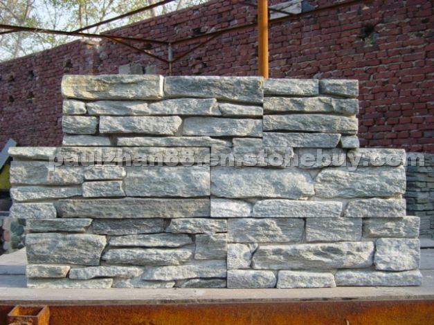Green quartzite stacked stone Green quartzite stacked stone