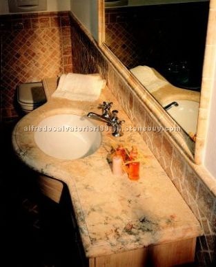 Scabas travertine vanity top, tiles