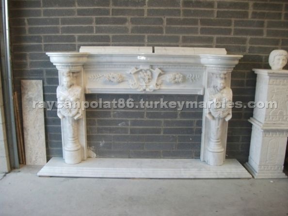 Hand Carved White Anatolian Marble Fireplace (16th