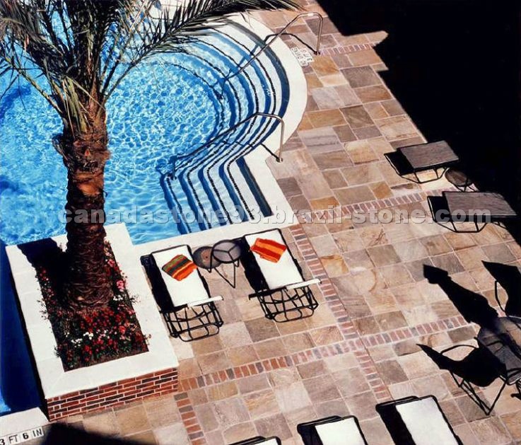 Brazilian Quartzite floor and pool border
