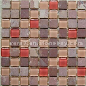 glass mosaic with stone mosaic