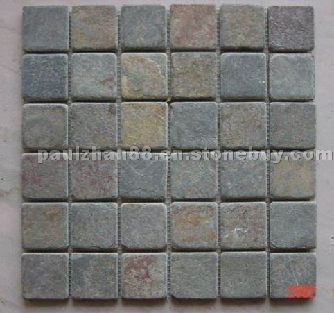 Wooden yellow slate mosaics Wooden yellow slate mosaics