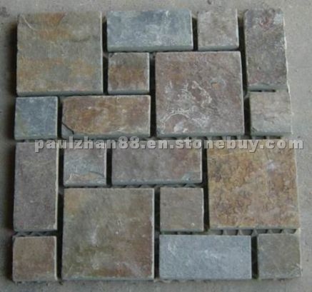 Wooden yellow slate mosaics Wooden yellow slate mosaics