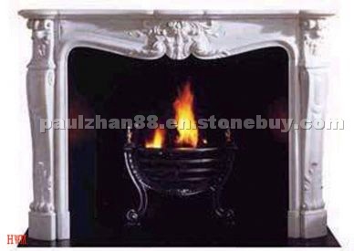 White marble carved fireplace White marble carved fireplace