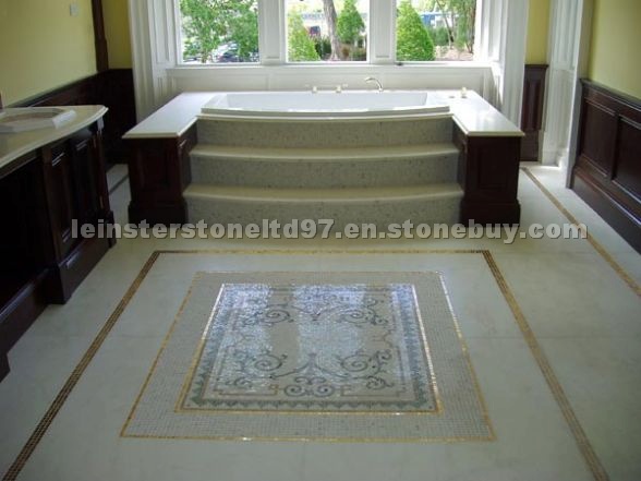 Bath centrepiece-Mosaic flooring, bathtub