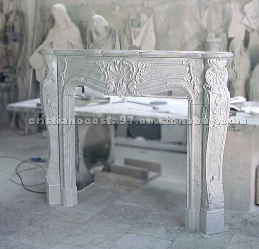 Fireplace - Cararra White Marble Fireplace - Cararra White Marble
