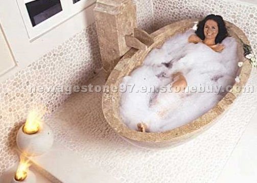 Travertine bathtub