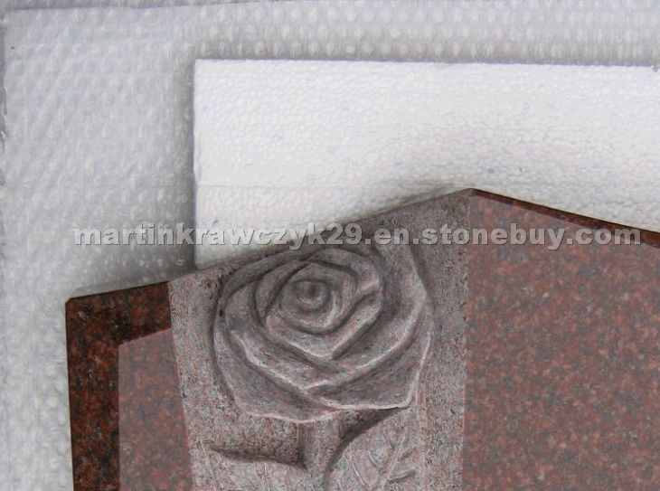 Red Granite Headstone Carving Details