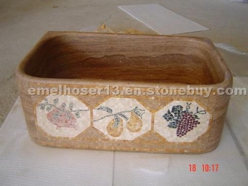 Travertine mosaic bowl
