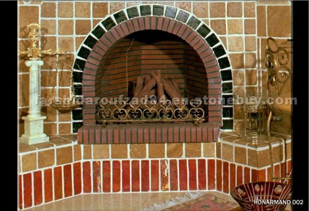 Travertine fireplace