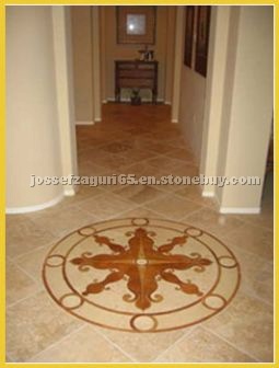 Stone medallion, travertine flooring