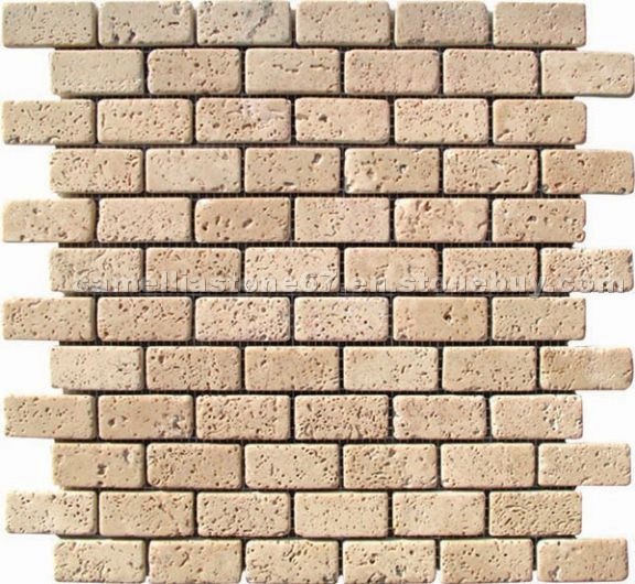 Medium travertine tumbled bricks mosaic