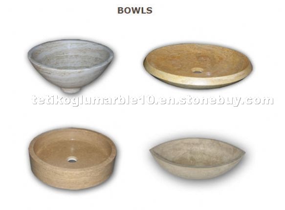 Bowls in Travertine, Limestone, Marble