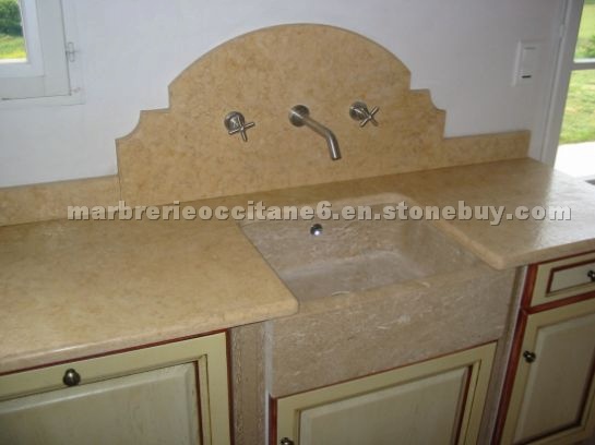 Limestone Countertop, Sink