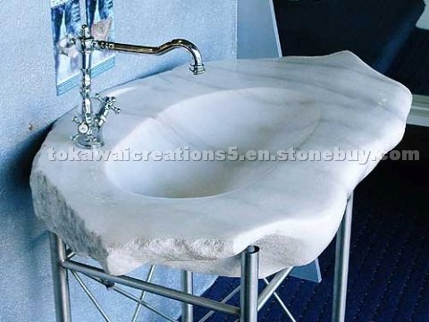 Sculptured Stone Basins-White marble