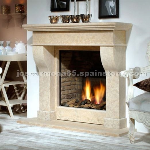 C-110 Fireplace in Caliza Alba Beige