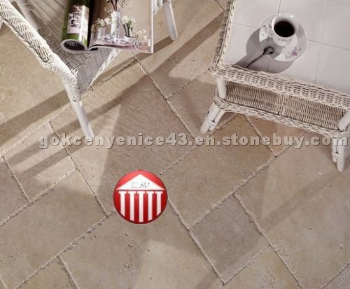 Light Travertine Pavers Tumbled Chiseled