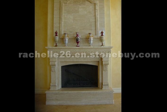 Travertine Carved Fireplace