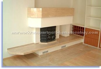 Fireplace paneling in travertine (beige)