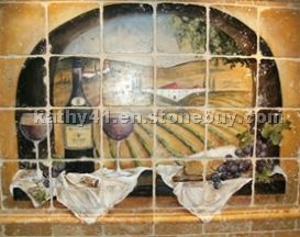 Tumbled Travertine Hand-Painted