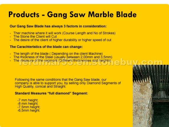 Gang Saw Marble Blades