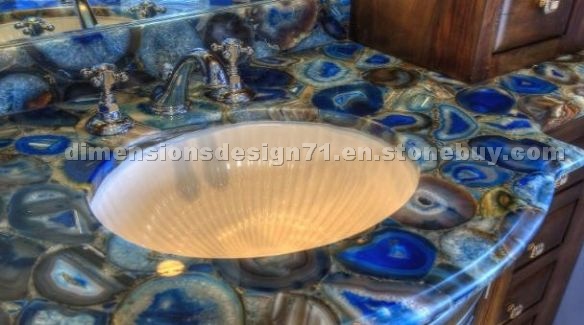 Blue Agate Semiprecious Stone Vanity Top
