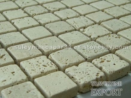 1x1 Tumbled Light Travertine Mosaic