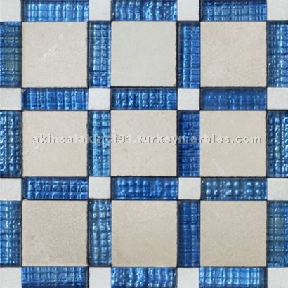 Fusion Glass, beige marble Mosaic