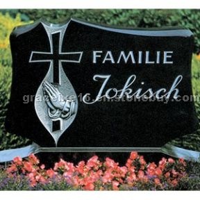 Black granite tombstone
