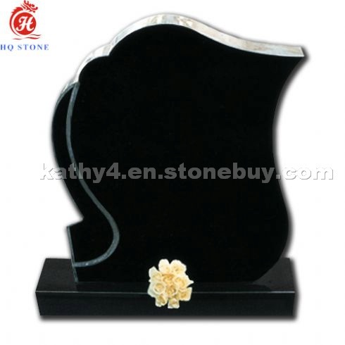 Natural black granite headstone in russian style