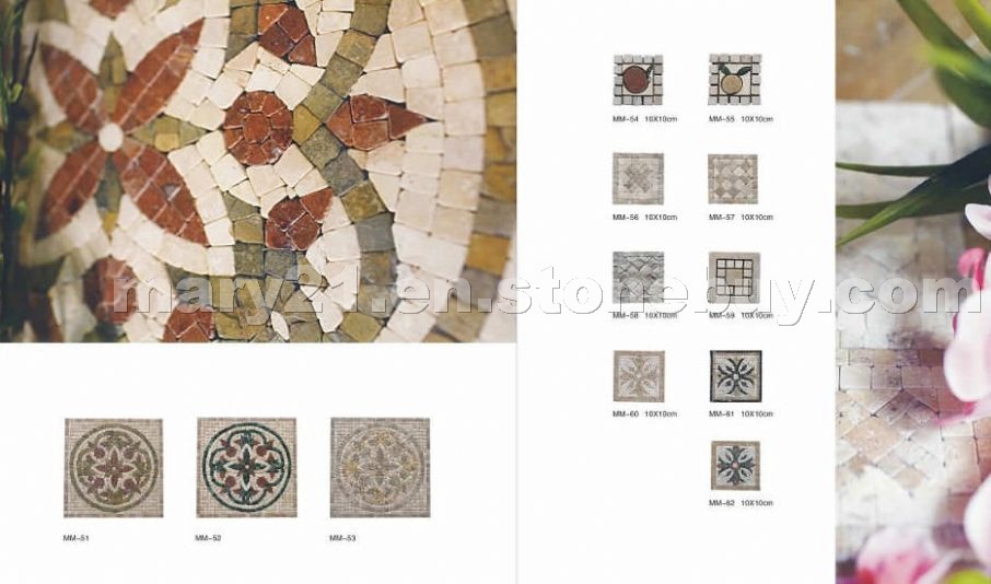 Travertine Mosaic Inlay Stone Medallions