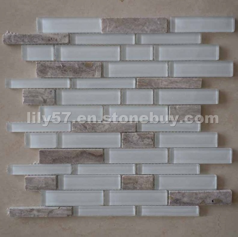 Super White Crystal Glass & Marble Mosaic CTR-GM-S