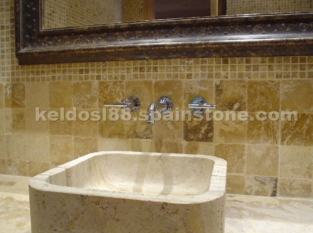Travertino Oro Basin, Kitchen Backsplash