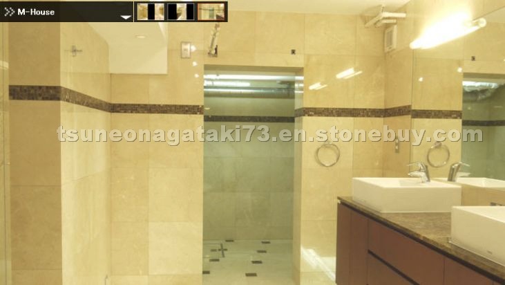 Crema Marfil and Emperador Dark Marble Bathroom
