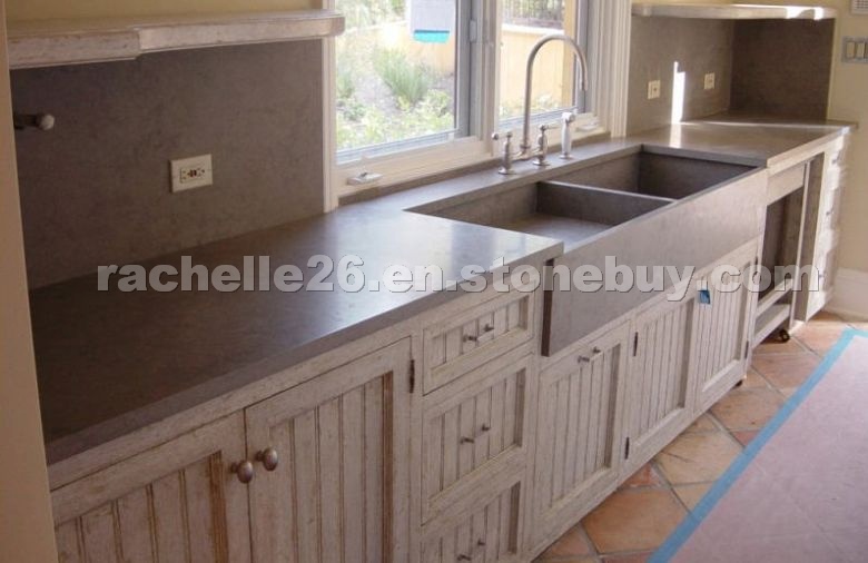 Gray Soapstone Kitchen Top, Sink