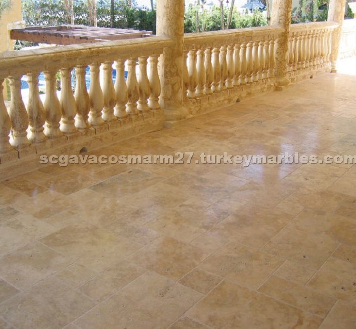 Gold Travertine Flooring, Balustrade