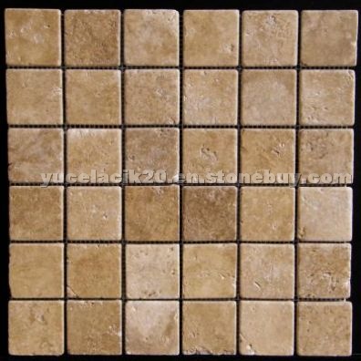 Noce Travertine Tumbled Mosaic