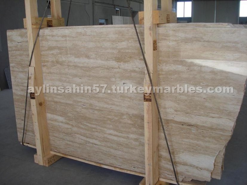 Travertine slab veincut polyester filled