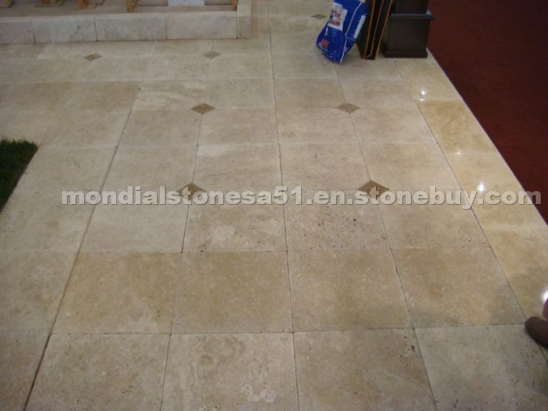 Softened old beige travertine
