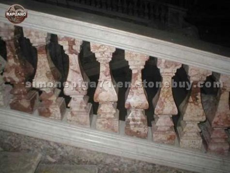 Red Marble Carved Balustrade