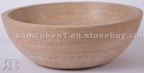 Cappuccino Cream Travertine Bowl