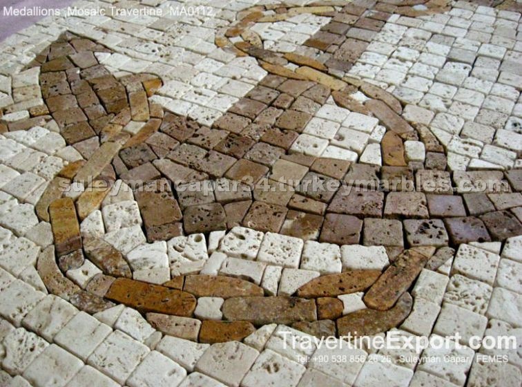 Anchor Medallion Mosaic Travertine