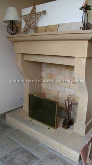 Fireplaces with marble, travertine