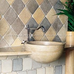 Travertine wash basin