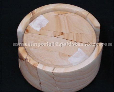 Teak Wood Marble Coaster