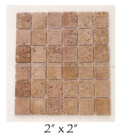 Mexican Noce Travertine Mosaic 2x2