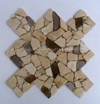 TRAVERTINE BROKEN WITH GLASS MOSAICS