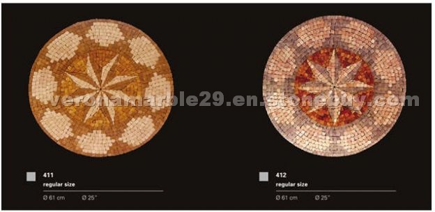 Round Travertine Mosaic Medallions
