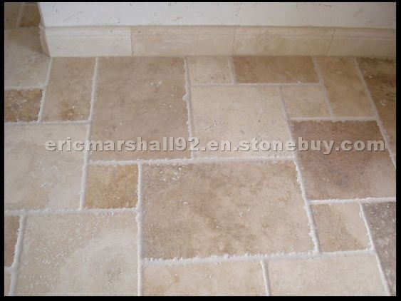 Noce Travertine Chiseled Edge Pattern